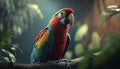 close up portrait of colorful blue and yellow macaw parrot Ara ararauna