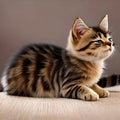 Close-up portrait of cute adorable kitten with big blue eyes, playful little pet, generative ai Royalty Free Stock Photo