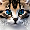 Close-up portrait of cute adorable kitten with big blue eyes, playful little pet, generative ai Royalty Free Stock Photo