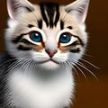 Close-up portrait of cute adorable kitten with big blue eyes, playful little pet, generative ai Royalty Free Stock Photo