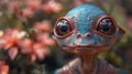A close-up portrait of a cute alien with large eyes, looking curious and friendly Royalty Free Stock Photo