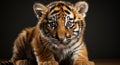 Close up portrait of a cute Bengal tiger, staring fiercely generated by AI Royalty Free Stock Photo