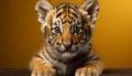 Close up portrait of a cute Bengal tiger staring fiercely generated by AI Royalty Free Stock Photo