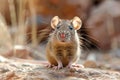 Close up Portrait of a Cute Brown Wild Mouse in Natural Habitat with Blurred Background