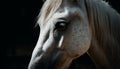 Close up portrait of a cute horse grazing in a meadow generated by AI