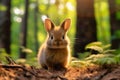 Portrait of a Cute Rabbit Cub in a forest AI Generative Royalty Free Stock Photo