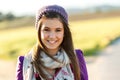 Close up portrait of cute teen girl outdoors.