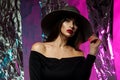 Close up portrait of cutie young girl in hat Royalty Free Stock Photo