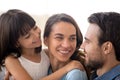 Close up portrait of happy multi ethnic family