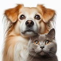 Close-up portrait of a dog and a cat, isolated on white background Royalty Free Stock Photo