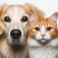 Close-up portrait of a dog and a cat, isolated on white background Royalty Free Stock Photo