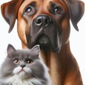 Close-up portrait of a dog and a cat, isolated on white background Royalty Free Stock Photo