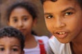 Close up portrait of egyptian children in chairty event Royalty Free Stock Photo