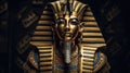 Close-up portrait of an Egyptian pharaoh in royal attire and his entourage. Ancient Egypt concept. Ai-generated.