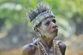 Close up Portrait of an elderly papuan woman from the tribe of Asmat.