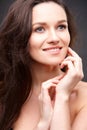 Close up portrait of elegant brunette woman with nude make up Royalty Free Stock Photo