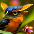 Close up portrait fantasy bird. Generative AI Royalty Free Stock Photo
