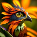 Close up portrait fantasy bird. Generative AI