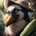 Close up portrait fantasy bird. Generative AI