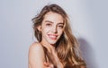 Close up portrait of feautiful girl with natural makeup. Woman beauty face, portrait of beautiful female model. Skincare Royalty Free Stock Photo