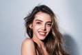 Close up portrait of feautiful girl with natural makeup. Woman beauty face, portrait of beautiful female model. Skincare Royalty Free Stock Photo