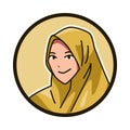 close-up portrait of a female character with an Islamic veil, headscarf, hijab, chador. avatar icon vector illustration.