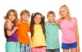 Close-up portrait of five kids standing together