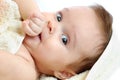 Close-up portrait of a cute little big-eyed girl Royalty Free Stock Photo