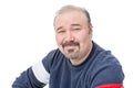 Close-up portrait of a friendly balding mature man