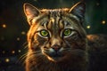 Close-up portrait of funny Siberian Cat with curious face on isolated black background. Neural network AI generated