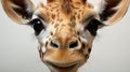 Close-up portrait of a giraffe on a white background Royalty Free Stock Photo