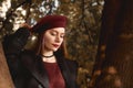 Close up portrait of a girl in the forest