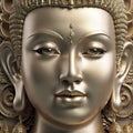 close up portrait of golden Budda. religion concept. Ai generated Royalty Free Stock Photo