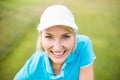 Close-up portrait of golfer woman Royalty Free Stock Photo