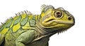 Close-up portrait of a green iguana isolated on white background Royalty Free Stock Photo