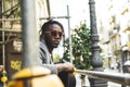 Close-up portrait of a handsome African-American man with outdoor sunglasses Royalty Free Stock Photo