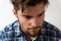 Close up portrait of handsome young man with beard