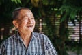Close-up portrait of happy asian senior man look with hope. Old thai man, Healthy senior concept Royalty Free Stock Photo