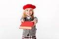 Close up portrait of a happy little schoolgirl Royalty Free Stock Photo