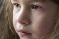 Close up portrait of happy smiling little girl with beautiful th Royalty Free Stock Photo