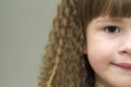 Close up portrait of happy smiling little girl with beautiful th Royalty Free Stock Photo