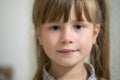 Close-up portrait of happy smiling little girl with long hair Royalty Free Stock Photo