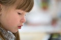 Close-up portrait of happy smiling little girl with long hair Royalty Free Stock Photo