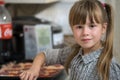 Close-up portrait of happy smiling little girl with long hair Royalty Free Stock Photo