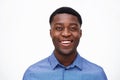Close up portrait of happy young african american man against isolated white background Royalty Free Stock Photo