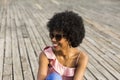 Close up portrait of a Happy young beautiful afro american woma Royalty Free Stock Photo