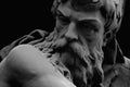 Close up portrait of Hephaestus. In Greek and Roman mythology god of the forge and blacksmiths. Fragment of an ancient statue