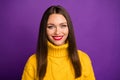 Close-up portrait of her she nice attractive lovely pretty charming cheerful cheery straight-haired girl isolated over