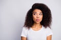 Close-up portrait of her she nice attractive lovely pretty lovable curious wavy-haired girl sending air kiss looking Royalty Free Stock Photo