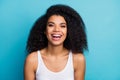 Close-up portrait of her she nice attractive lovely winsome lovable cheerful cheery wavy-haired girl wearing modern Royalty Free Stock Photo